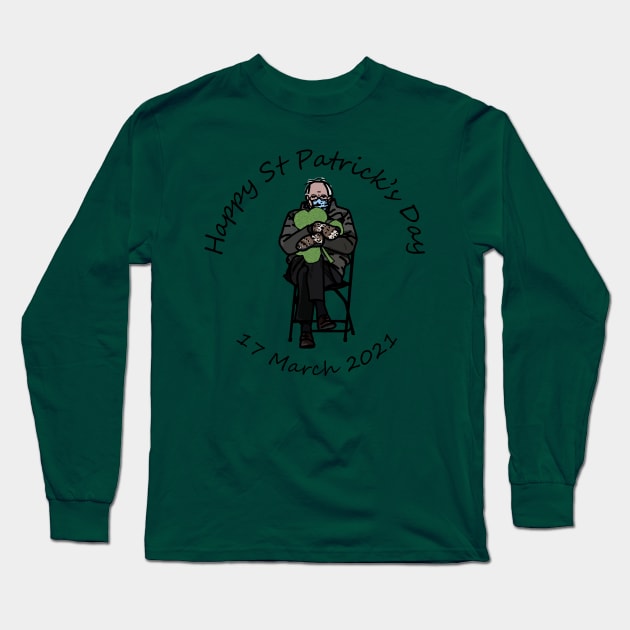 Happy St Patricks Day Bernie Sanders Long Sleeve T-Shirt by ellenhenryart